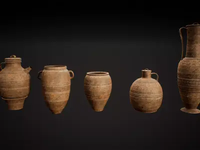 Antique Greeck Vases Low-poly 3D model