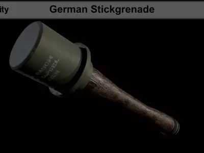 Stickgrenade 3D LowPoly Gamemodel Low-poly 3D model