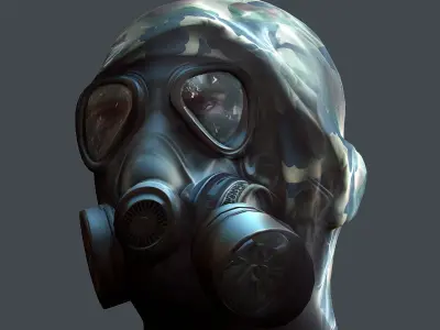 Gas mask helmet 3d model military combat fantasy  Low-poly 3D model buy