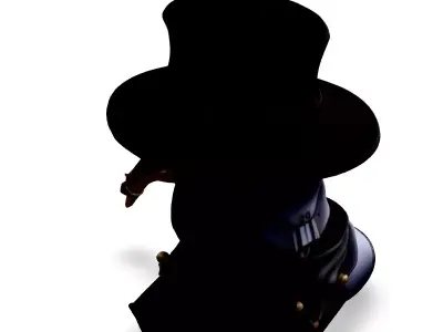 Steampunk Plague Doctor Bust Low-poly 3D model