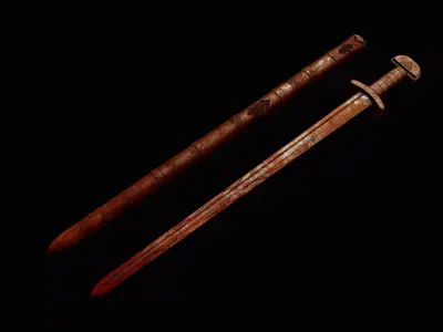 Abandoned Viking Gladius 001 Low-poly 3D model