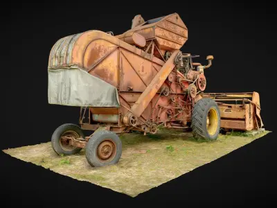 Old rusty combine harvester 3D model