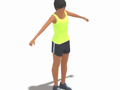 Low Poly Woman Exercise RIG Low-poly 3D model