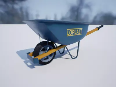 wheelbarrow PBR in snow 3D model