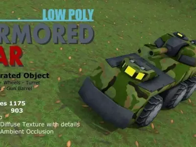 Low Poly Armored Car Low-poly 3D model