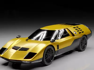 Futuristic Retro Supercar Rigged Sci-Fi Concept Vehicle  3D model