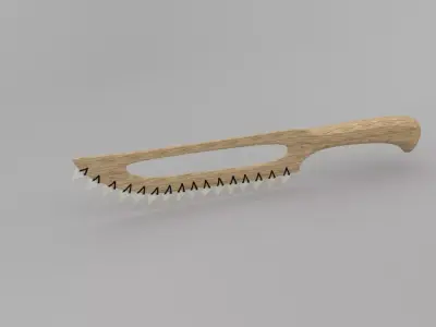 combat knife made of the teeth of sharks hipoly 3D model
