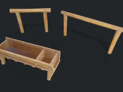 Hitching and Drinkbowl Low-poly 3D model