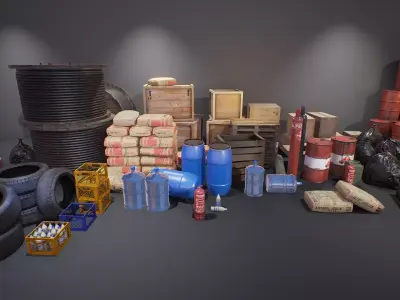 Industry Props Pack Low-poly 3D model
