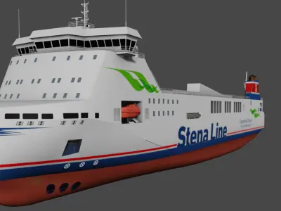 Methanol hybrid ferry Low-poly 3D model