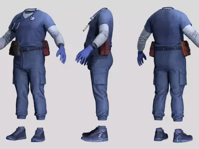 Emergency Doctor Outfit Low-poly 3D model