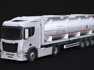 Euro Truck and ISO Tanker Trailer 3D model