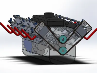 V8 engine 3D model