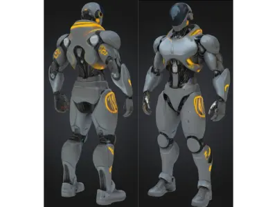 Sleek Android Male Robot Low-poly 3D model