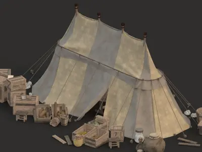 medieval market Low-poly 3D model purchase