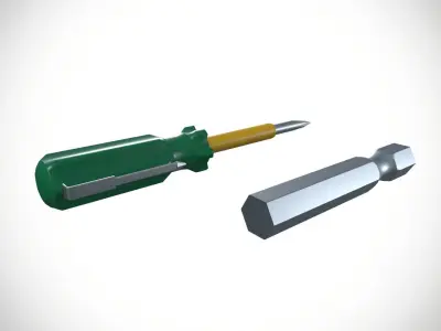 Screwdriver Low-poly 3D model 4