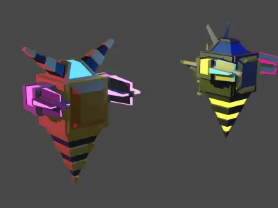 Flying bee drone for war Free low-poly 3D model