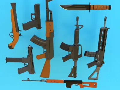 ALL WEAPONS PACK - Models and Textures Low-poly 3D model Low-poly 3D model
