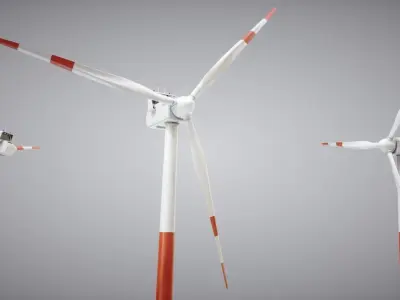 Windmills on the water Low-poly 3D model