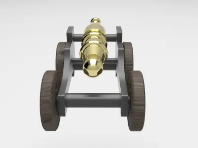 Cannon on wheels 3D model