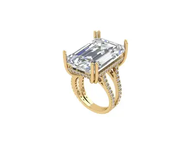 Emerald Art deco Ring 3D print model 30