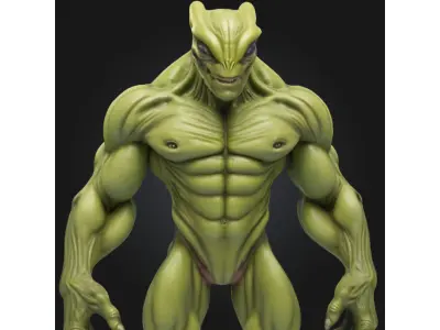 Stylized Reptilian Alien Creature Sci Fi Low-poly 3D model