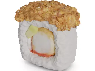 Sushi Crispy tiger prawn masago caviar avocado onion chips cream 3D model