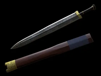 Fantasy Ancient Chinese Sword Low-poly 3D model