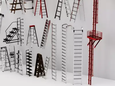Industrial Ladder Collection Low-poly 3D model