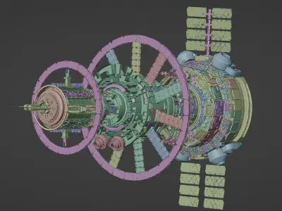 Massive Detailed Separated Spaceship 3D model