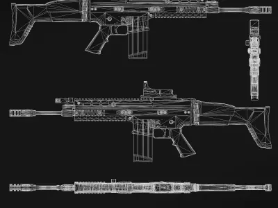 SCAR L Low Poly Game Ready Low-poly 3D model
