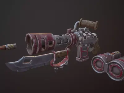 Old damaged Ork gun Low-poly 3D model