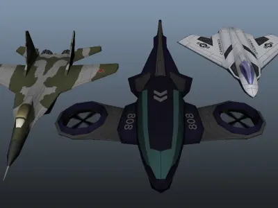 Trio Aircraft Low-poly 3D model