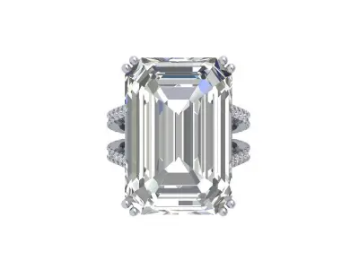 Emerald Art deco Ring 3D print model 30