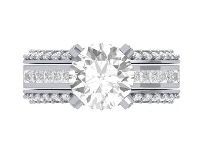 Solitair Ring Bridal Set 3D print model 51