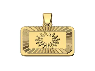  Sun landscape faceted sunrays tag pendant charm 3D print model