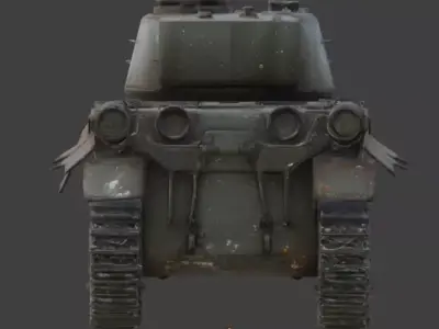 Abandoned Post-Apocalyptic Battle Tank 3D Model Low-poly 3D model