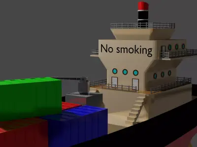 Low Poly Game Ready Industry Ship Low-poly 3D model