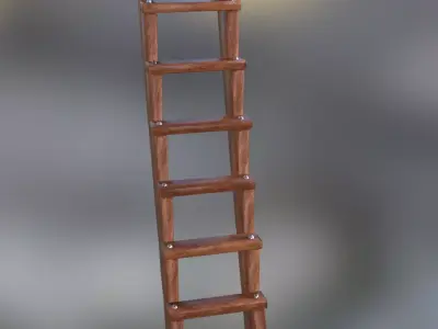 Wooden Stair Ladder 3D model