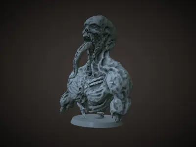 Printable zombie ghoul character bust model 3D print model