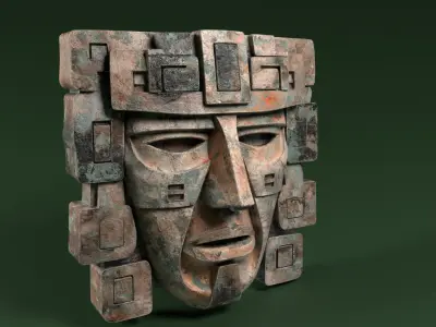 Maya Ceremonial Masks Pack B Low-poly 3D model