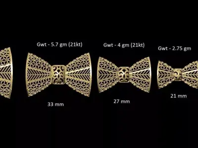 VR-PND2330 measurements of gold bow tie 3D print model