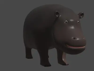 LowPoly Hippo Low-poly 3D model