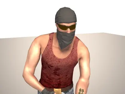 Terrorist character mercenary Low-poly 3D model