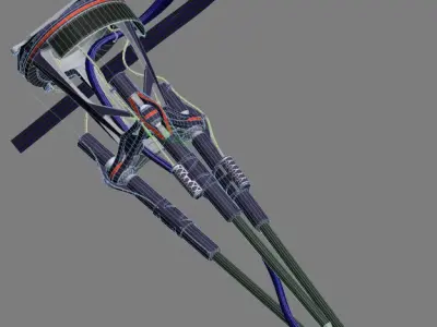 Trimaniple robotic arm animated 3D model