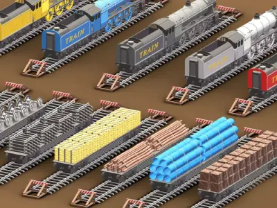 Train Pack 1 Low-poly 3D model