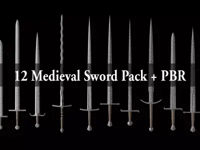 Medieval Sword Pack Low-poly 3D model purchase