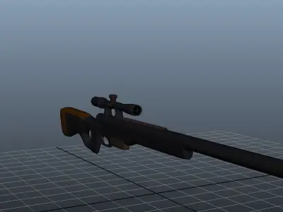 Sniper 3D gun with bullet in it Low-poly 3D model
