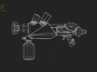Cute flamethrower painted low model Low-poly 3D model