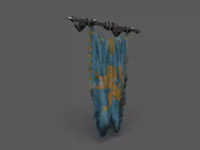 PBR European medieval flag 3D model